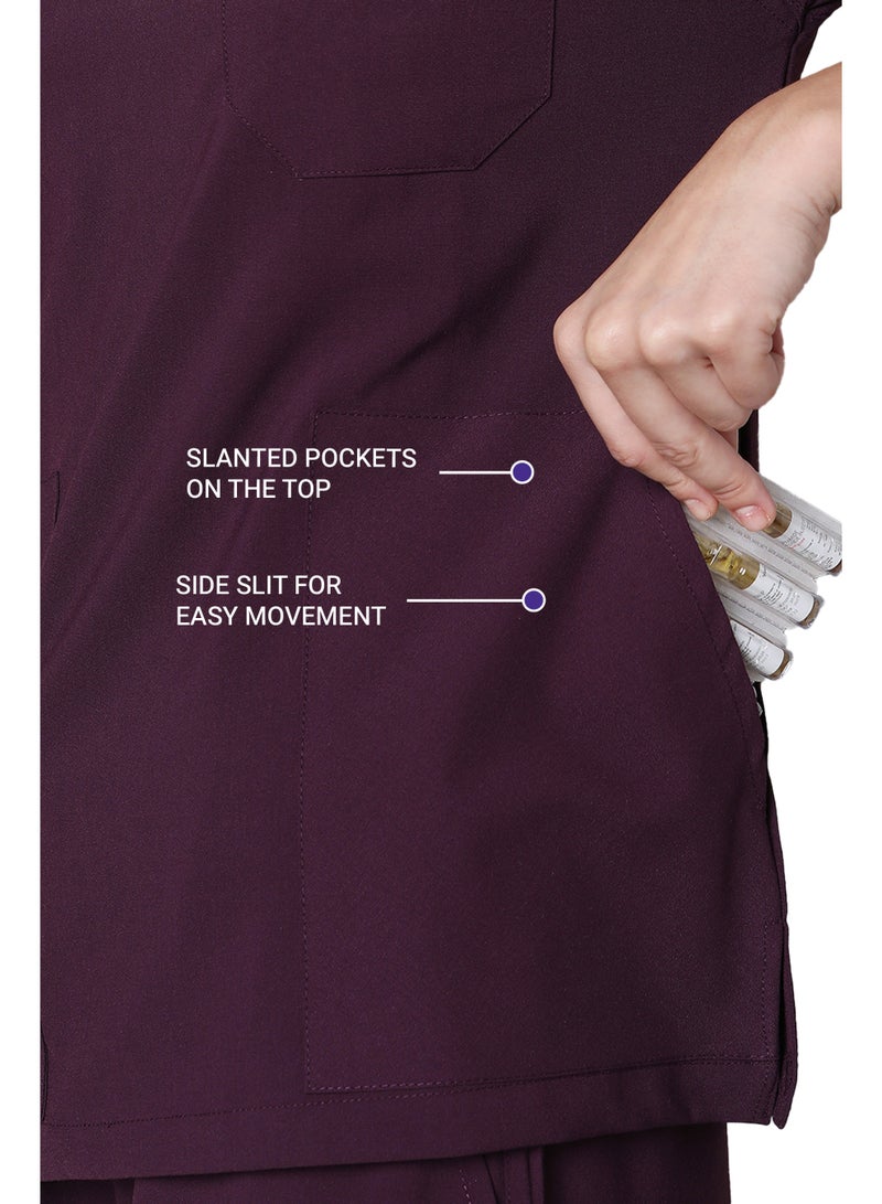 KNYA Ecoflex Women's Scrub suit 5 Pocket New Gen| For Doctors | Perfect stretch | Athleisure work wear. (L, Wine) - Image 3